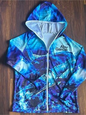 Abu Garcia Marlin Fishing Men’s Lightweight Hooded Zippered Jacket Size Large